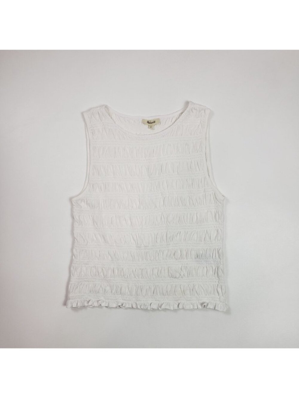 Madewell Smocked Boatneck Tank Top White Women’s Medium Sleeveless Blouse - Picture 5 of 16
